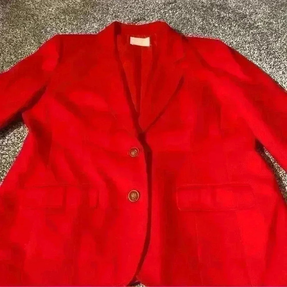 Vintage Pendelton Women's Red Blazer 100% Virgin Wool Size 14 Lined, Buttons - Picture 3 of 16